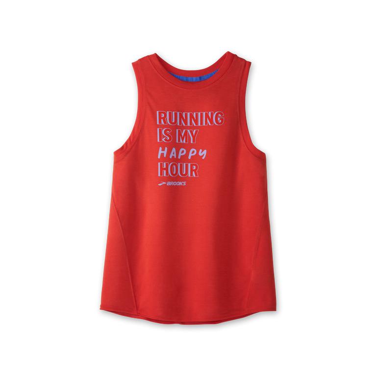 Brooks DISTANCE GRAPHIC Running Tank Top Womens Online - Heather Jamberry/Happy Hour/Black (CRG39085